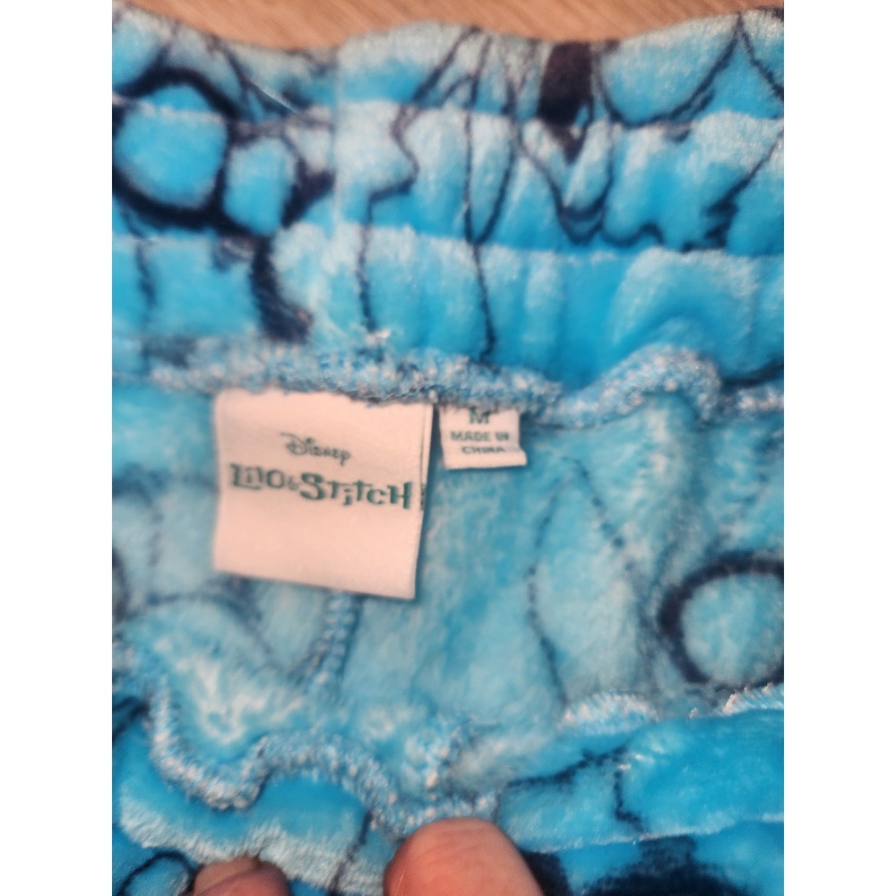 Disney Lilo & Stitch Blue Plush Fleece Pajama‎ Shorts Womens Medium Fuzzy Sleep - Picture 2 of 5